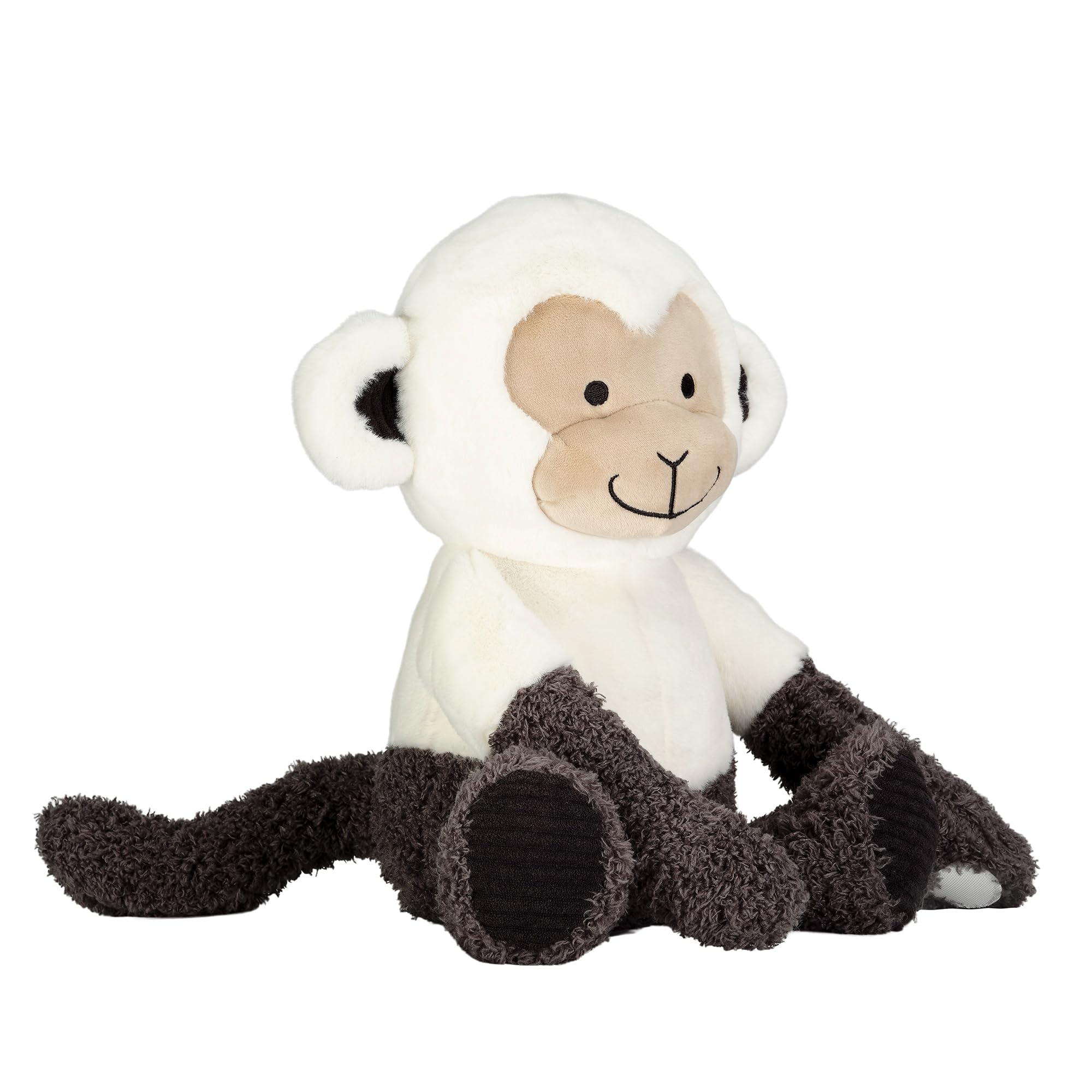 Stuffed Animal Jungle Party – White/Gray Plush Monkey